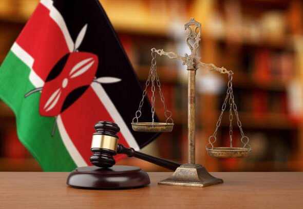 Gavel And Scales Of Justice and  National flag of Kenya
