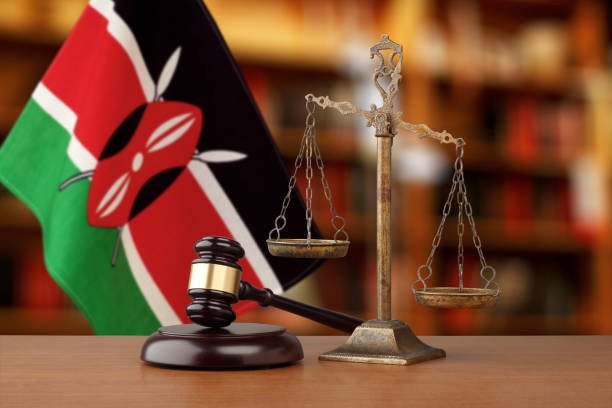 Gavel And Scales Of Justice and  National flag of Kenya
